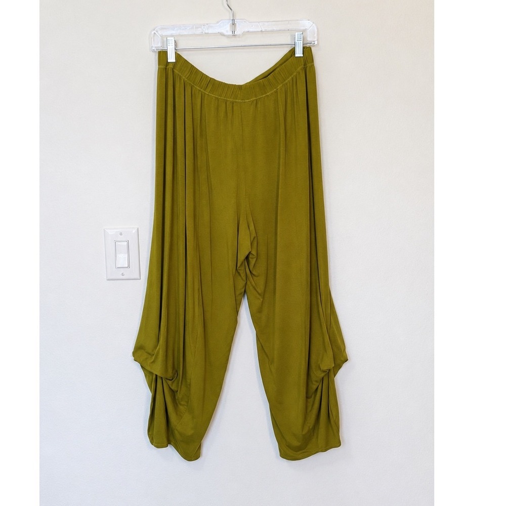 Comfy USA Harem Pants Womens Small Green Forest Boho Yoga Lagenlook